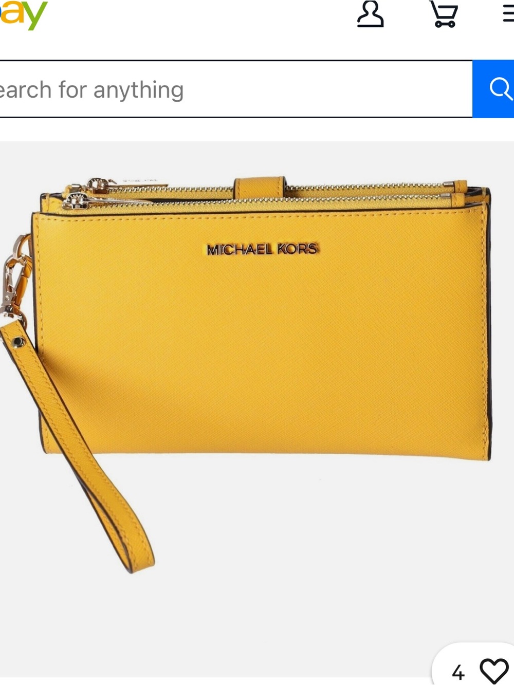 Michael Kors Double Zip Wristlet Jasmine Yellow Leather.